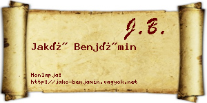 Jakó Benjámin névjegykártya