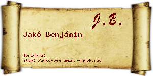 Jakó Benjámin névjegykártya